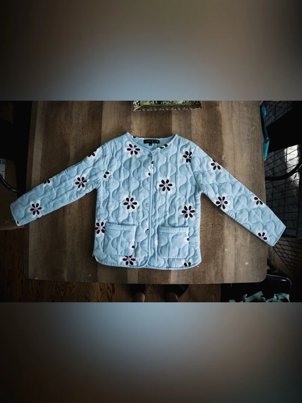 Light Blue Quilted Floral Jacket - LOVE + ELLIE